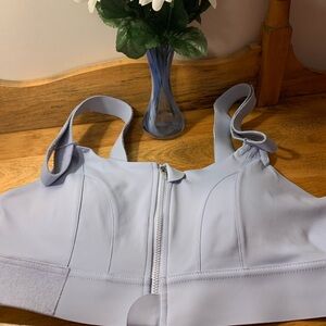 Light Blue Zip-Front Sports Bra